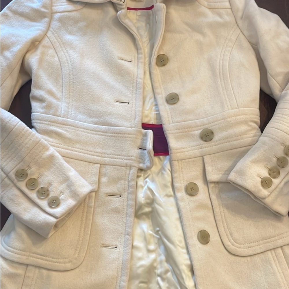 J. Crew Cream Pea Coat with Textured Wool Blend